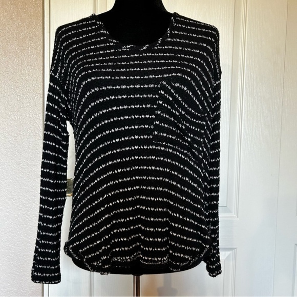 Free People Black and White Back Draping Blouse Size XS